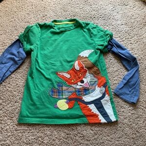 Mini Boden Green Kids Shirt with Fox Design 9-10 years
